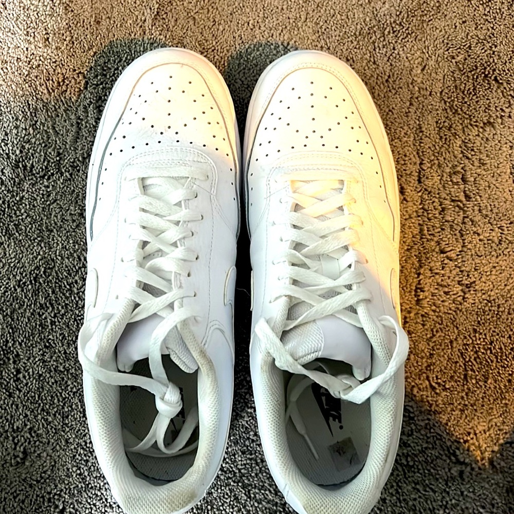 Nike Air Force One Lows. All white. Worn once.